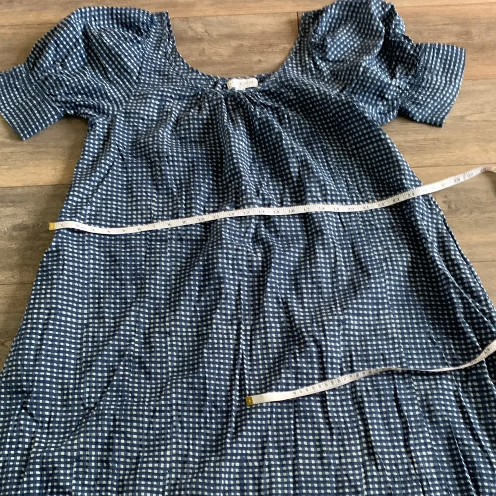 Apiece Apart Navy Checkered Long Sleeve Dress - Picture 5 of 8